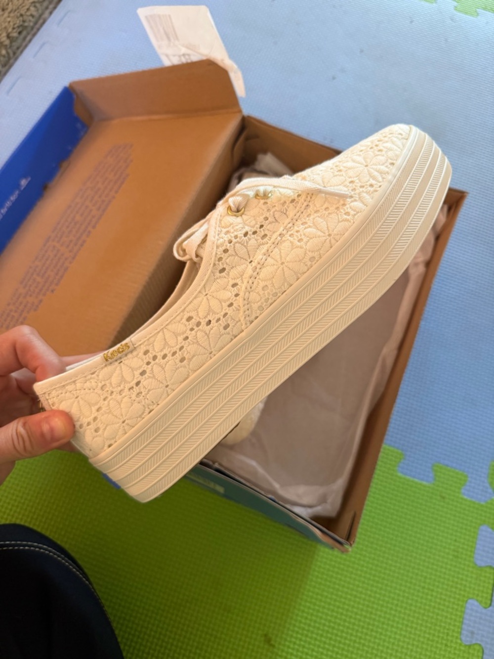 Keds Cream Lace Platform Sneakers